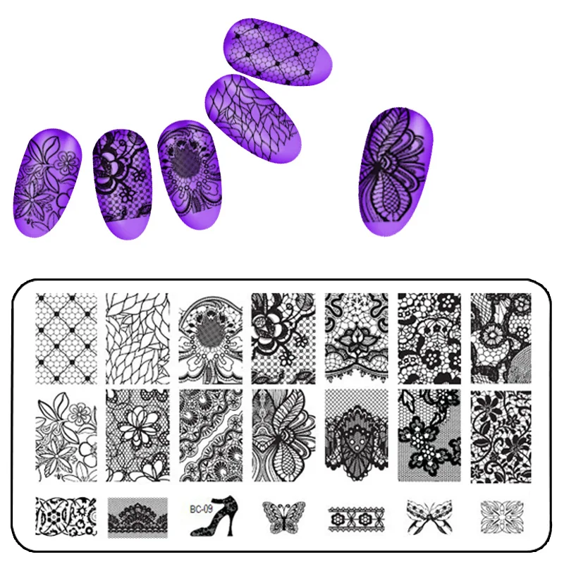 10 шт./лот черного цветов Одежда с кружевами и цветочным рисунком пластины для