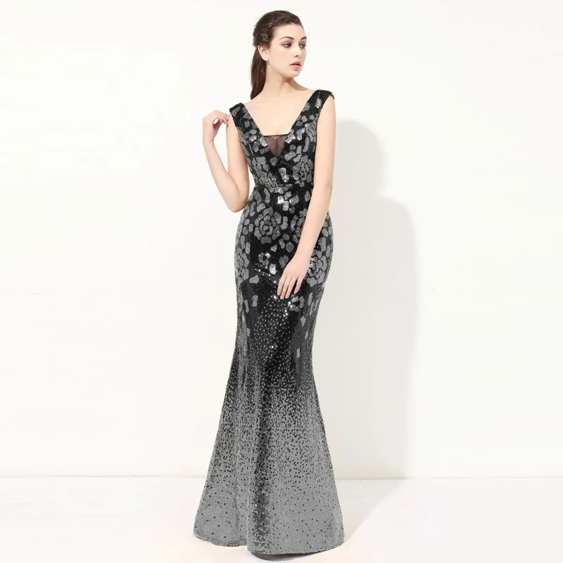 Блестящие блесток королевский синий Русалка Выпускные платья Для женщин