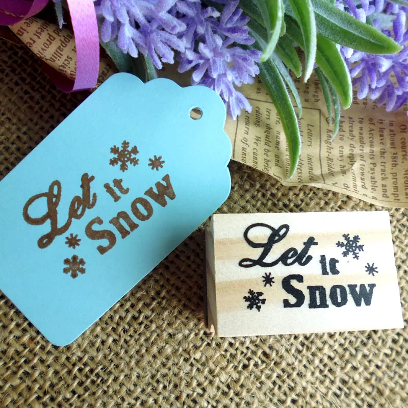 Деревянный резиновый штамп с дизайном снежинки Let It Snow with Smalll милый