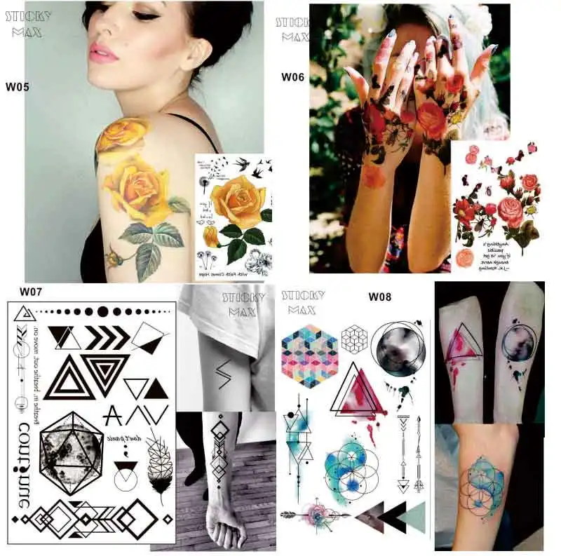 18 шт. на ваш выбор 2017 новейшая Акварельная Геометрическая Флора временная