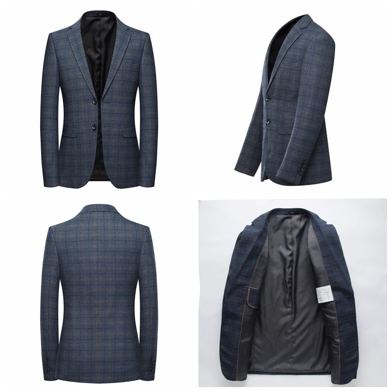 

2019 Men Clothes Casual Slim Fit Suit Jacket Business Blazers Plaid England Blazer Jacket Wedding Suit Masculine