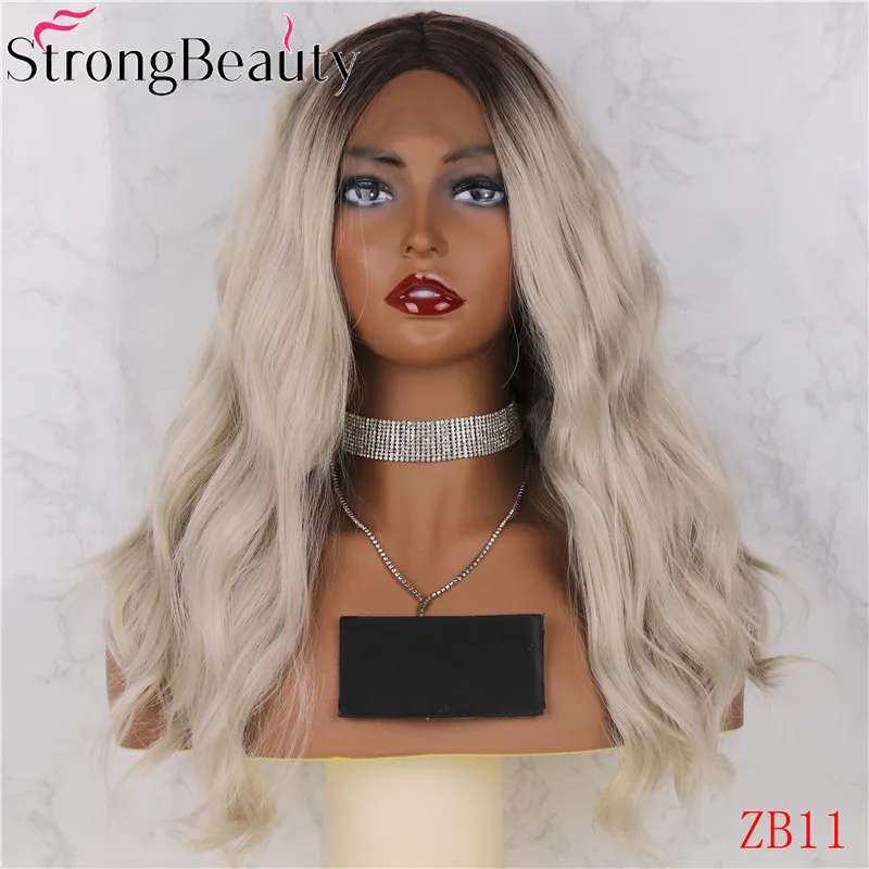 StrongBeauty синтетический парик фронта шнурка длинные волнистые натуральные парики женские парики