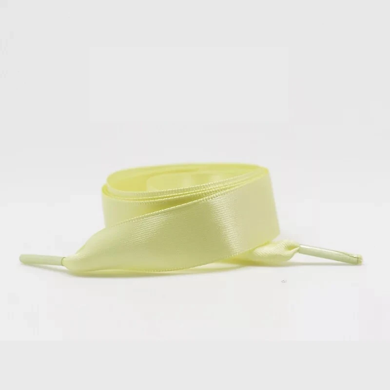Bright yellow 1 пара атласных шелковых лент шнурки белые кроссовки обувь кружево холст шнурки 2 см ширина 80 см/100 см/120 см длина шнурка - Цвет: Bright yellow
