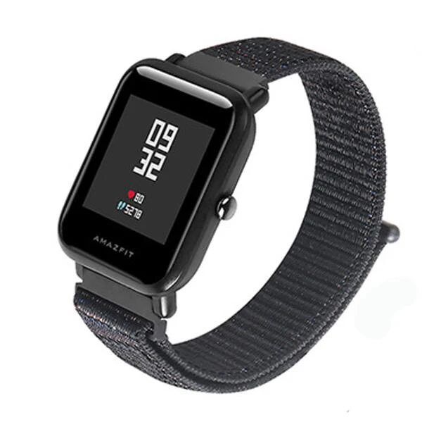 black Нейлоновый ремешок AMAZFEEL для часов Amazfit, цветной нейлоновый ремешок с петлей для часов Amazfit BIP PACE, часы Stratos - Цвет: black
