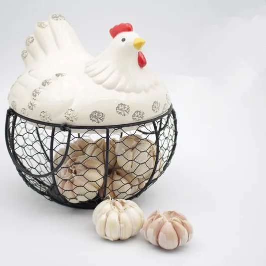 Керамическая подставка для яиц куриная проволока корзина фруктов креативная