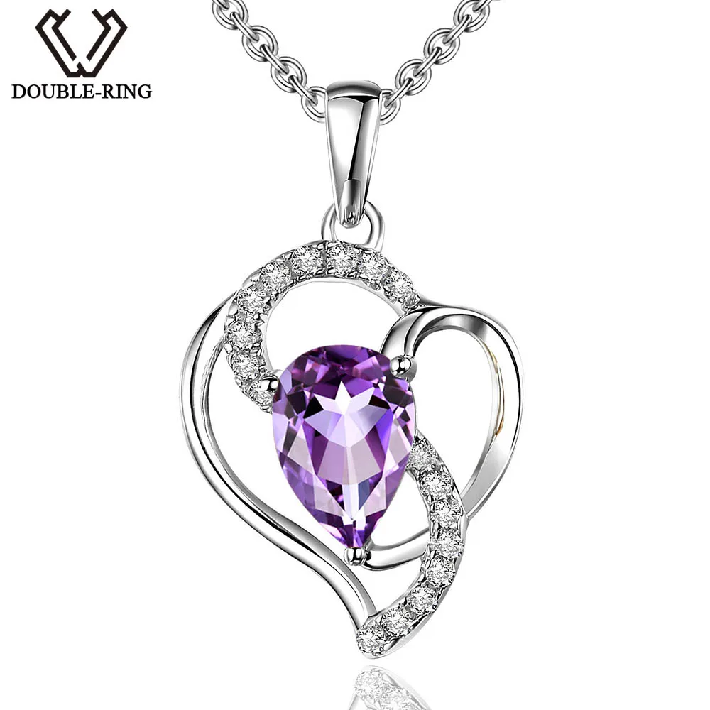 DOUBLE R серебро 925 пробы женское ожерелье в форме груши 0.61ct натуральный аметист