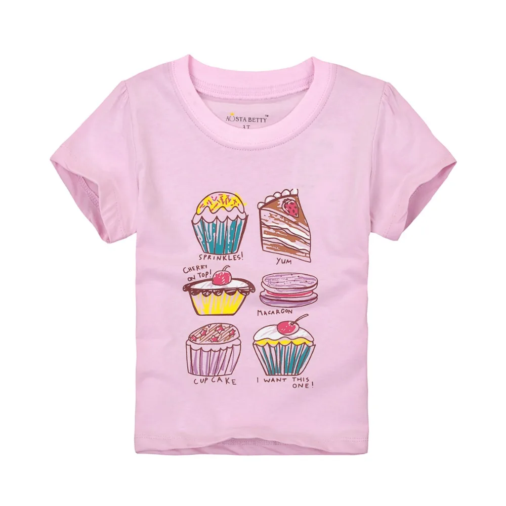 

2017 New arrival Kids Clothes cake t-shirts Clothing Summer child Girls Fashion Tops cotton children's short t-shirt Retail
