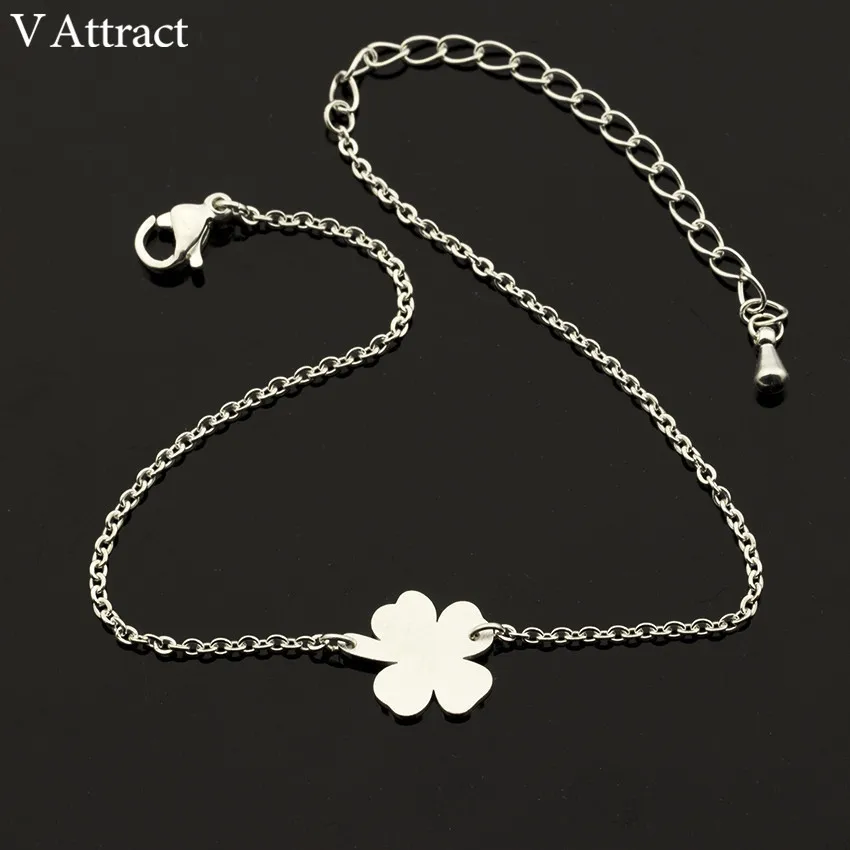 V Attract BFF ювелирные изделия Boho Luck Золото Серебро Ketting четыре листа клевера браслет для женщин нержавеющая сталь цепь Pulseira