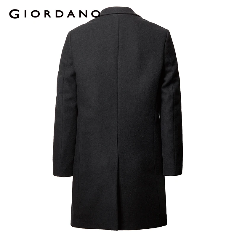 Giordano мужское шерстяное пальто средней длины выполненное в однотонном оттенке