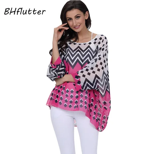 picture color BHflutter пляжное платье в стиле бохо, летучая мышь, цветочный принт, летнее платье, Новое поступление, женские шифоновые платья размера плюс 4XL 5XL 6XL - Цвет: picture color