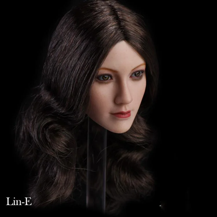 1:6 женская голова Резная Голова Lin с коричневыми глазами Короткие/длинные волосы