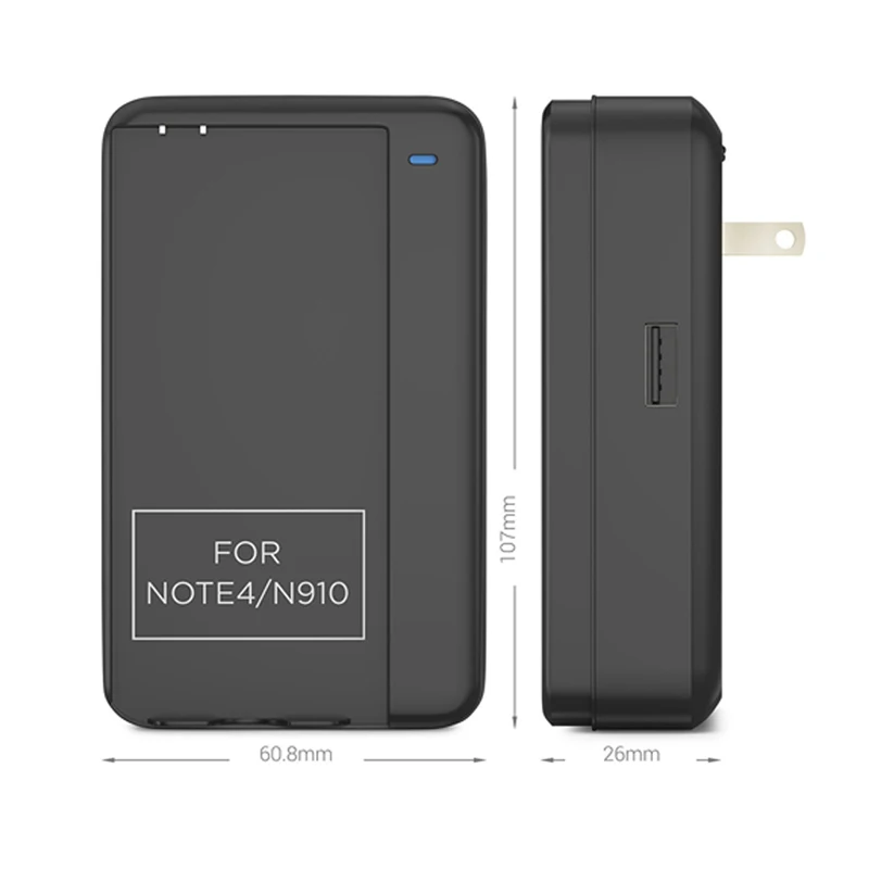 Зарядное устройство для Samsung Galaxy Note 4 с usb портом и складной вилкой черного