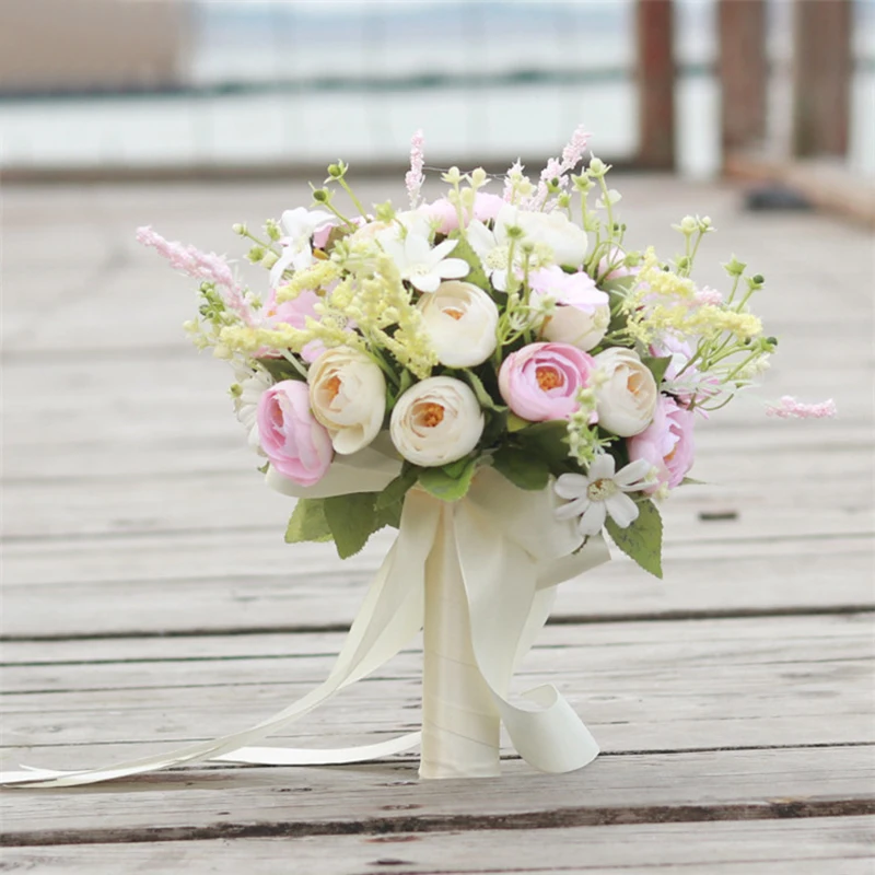 DIY 21 см искусственный цветочный букет Свадебный Цветочный ручной цветок Роза