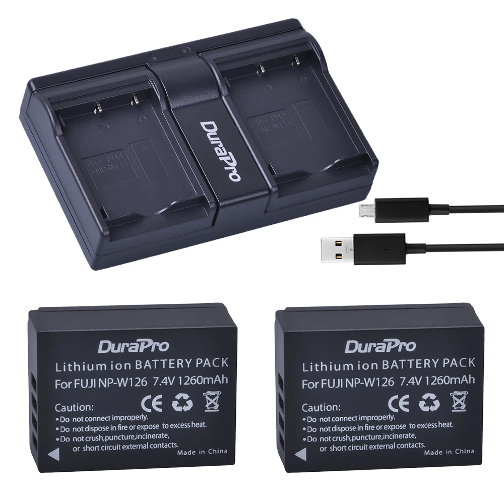 2 шт. для камеры Fujifilm NP W126 Batteria + USB двойное зарядное устройство Fuji HS50 HS35 HS33 HS30EXR XA1 XE1
