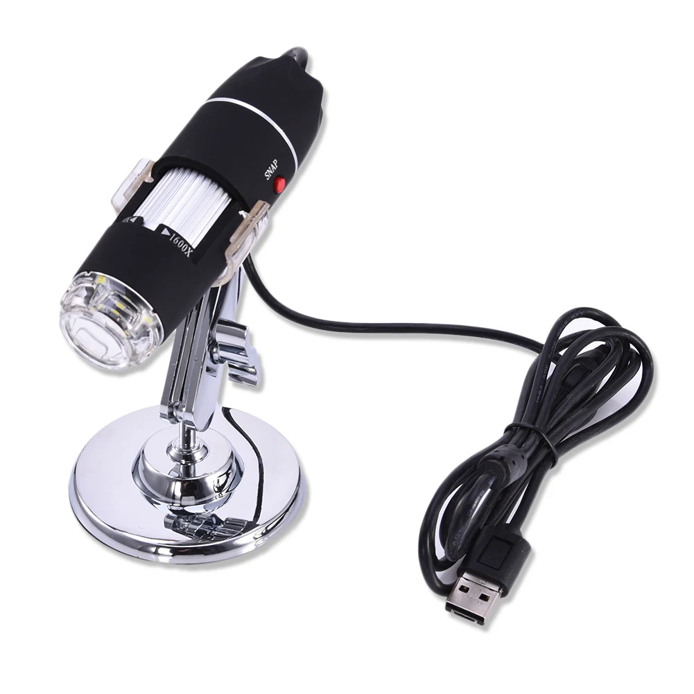 Usb цифровой микроскоп камера светодиодный электронный эндоскоп 1600X очки лупа увеличительное стекло Настольная Лупа черный