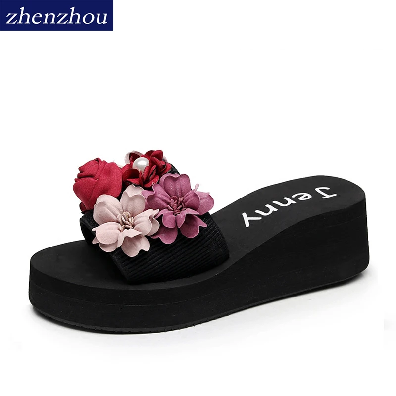 Приморский туфли ручной работы с цветочным принтом Новинка 2017 пляжная обувь