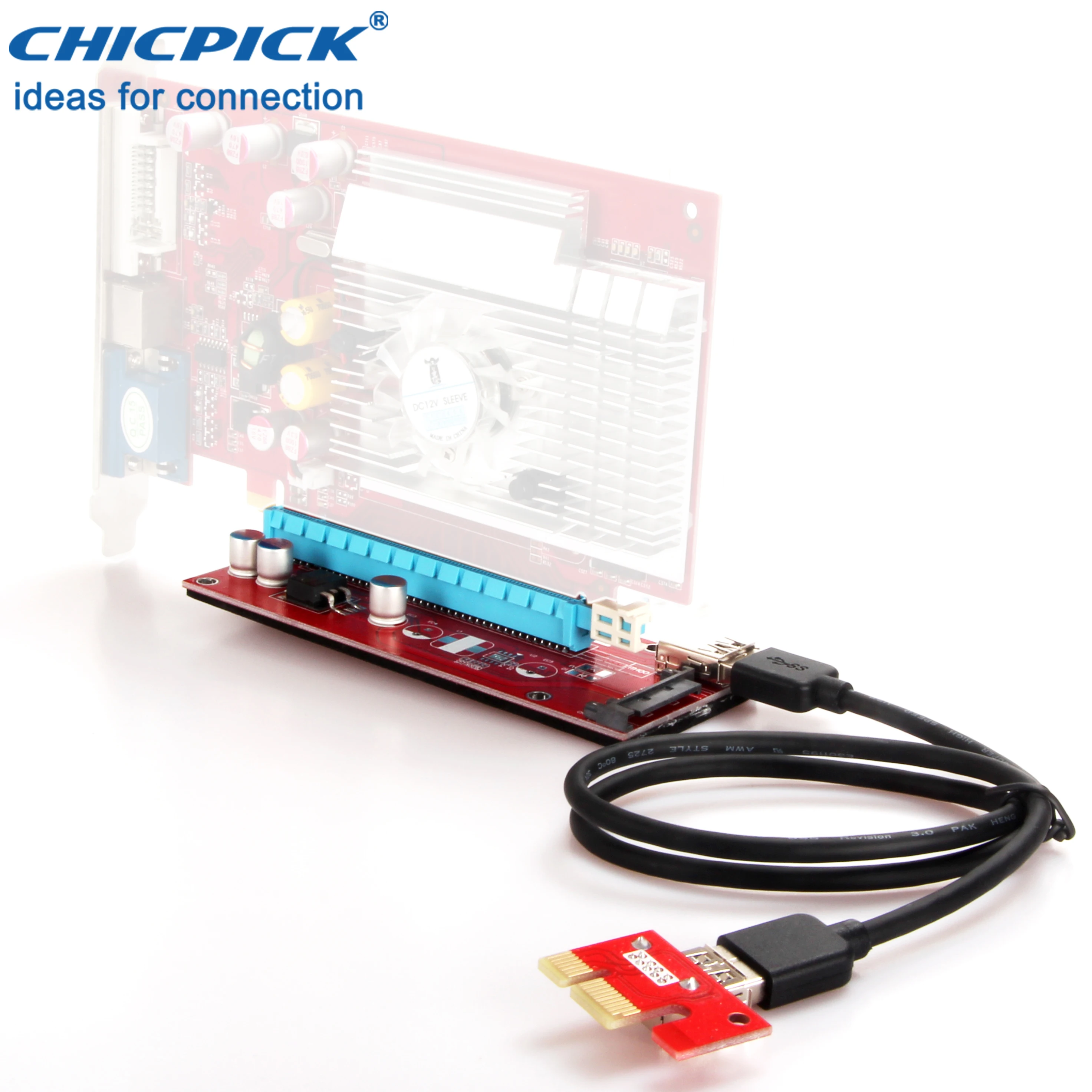 CHICPICK VER007 USB 3 0 PCIE Express 1x к 16x Riser Card Sata питание Расширение Кабель адаптер для ETH nVIDIA AMD