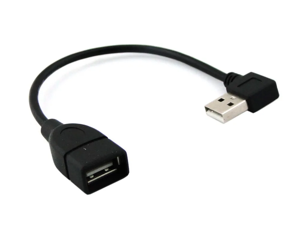 Черный Удлинительный кабель 20 см с левым/правым углом 90 градусов USB 2 0 тип А штекер
