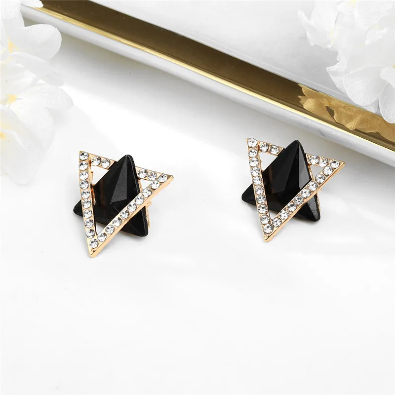 Новые модные ювелирные изделия Стразы акриловая треугольная серьга гвоздик для
