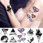 Геометрические ромбовидные треугольные алмазные Временные татуировки Звездный ледник мультфильм водостойкие татуировки Детские боди-арт детские наклейки