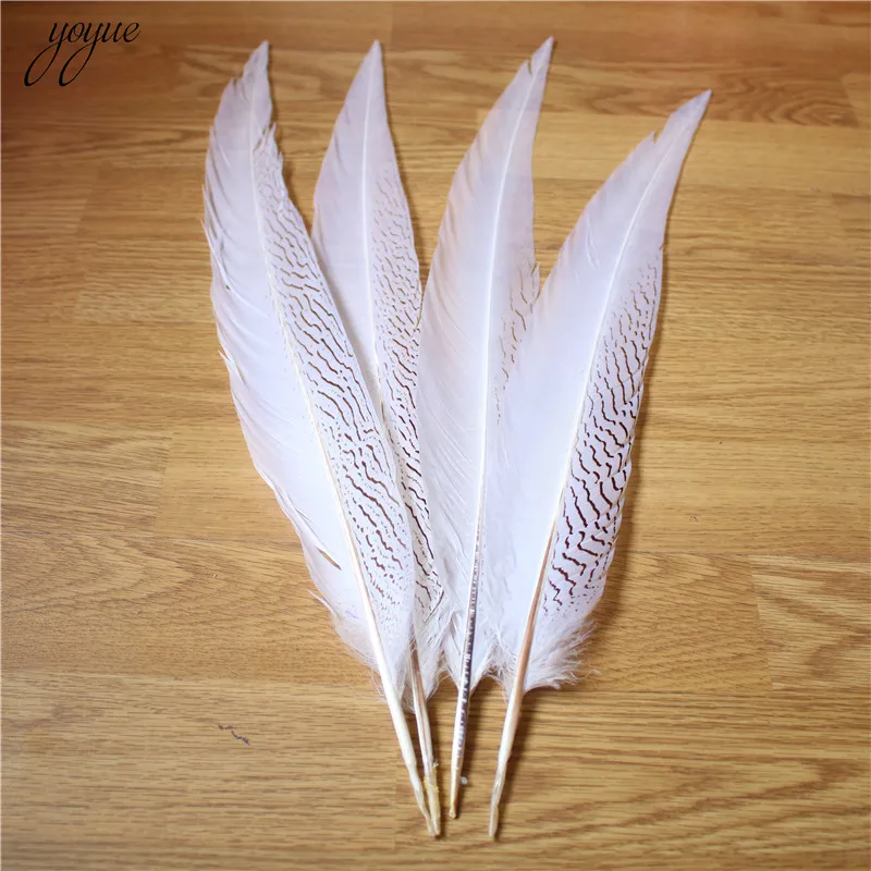 

10-80CM 4-32 Inch Natural Silver Pheasant Tail Feathers DIY Wedding Decorations lady amherst white silver chicken feathers plume
