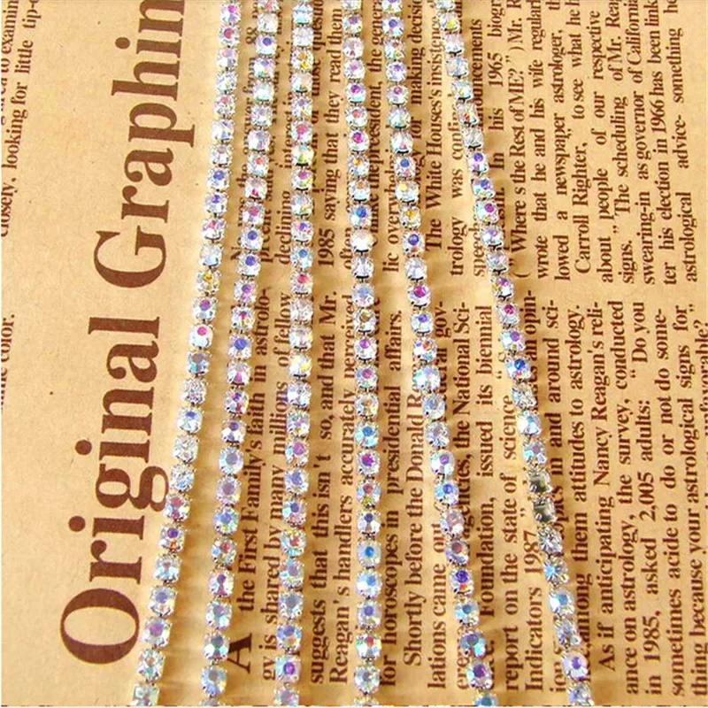 10 ярдов/рулон SS8 SS10 SS12 прозрачный кристалл AB Стразы Новый DIY ошейник цепь страз в