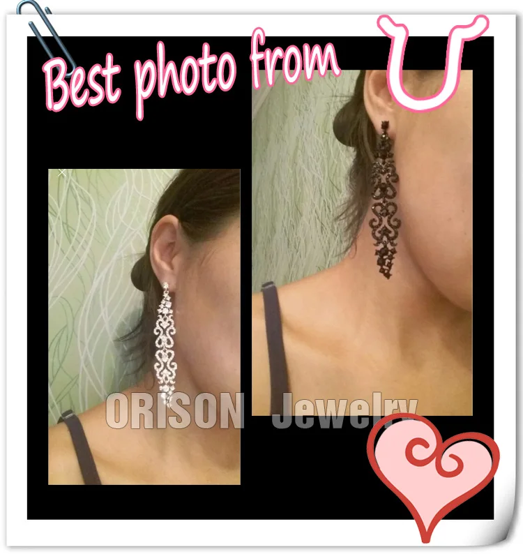 OCESRIO стразы черные Ювелирные наборы Кристальные длинные серьги для женщин