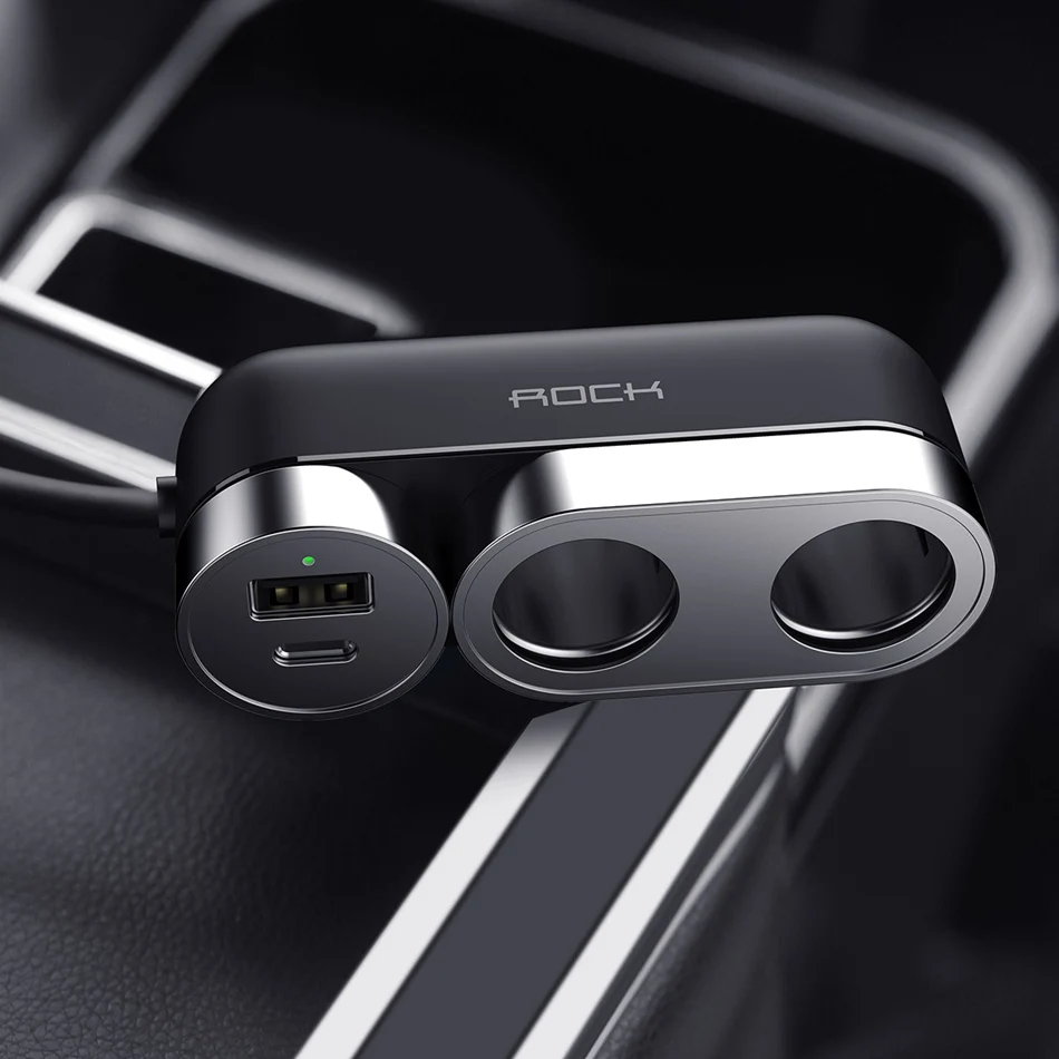 ROCK USB Автомобильное зарядное устройство type C PD автомобильное зарядное устройство для телефона 4 порта Автомобильный usb-адаптер прикуриватель автомобильное зарядное устройство для Xiaomi iPhone планшет