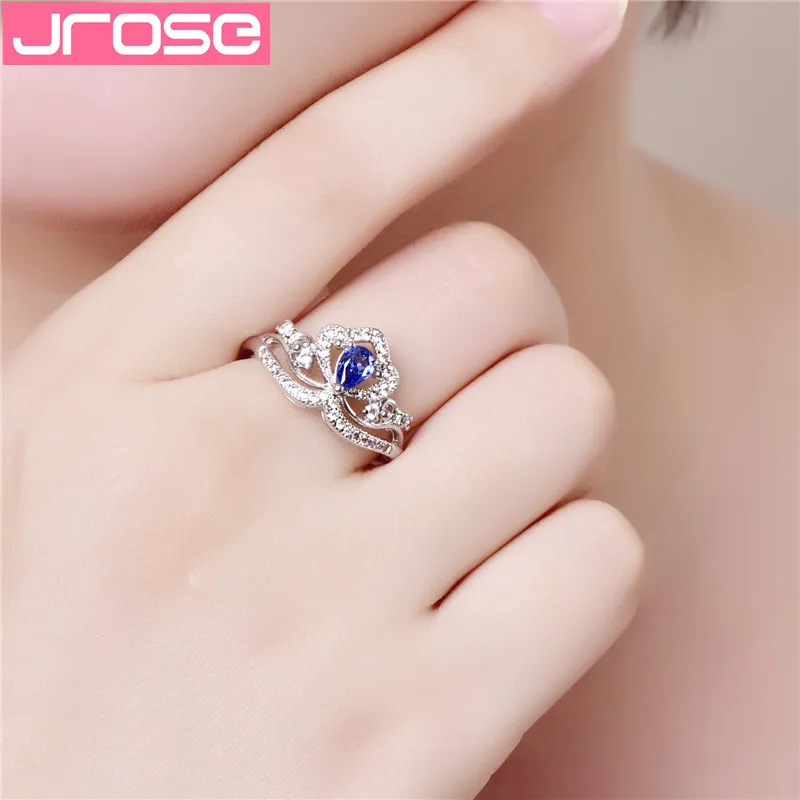 JROSE новая мода Серебряная корона форма капли воды горный хрусталь кристалл