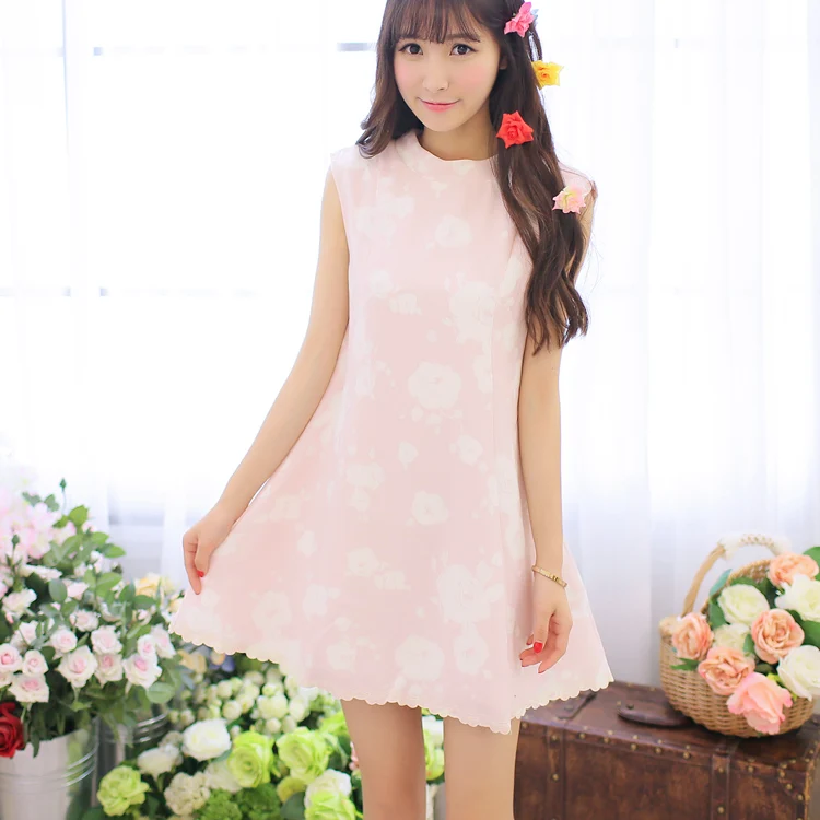 

Princess sweet lolita dress Flower Uncle Sweet color sundresses embroidery bow wave dress UF70