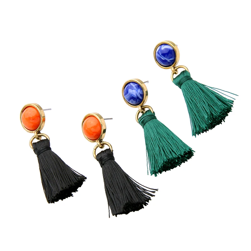 2 вида цветов черный зеленый новые модные Эффектные серьги с бахромой популярные