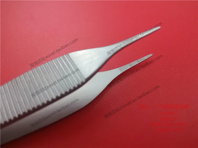 

medical instrument stainless steel Edison Fine tweezer tissue tweezers suture skin tweezers with hook teeth straight 12cm animal