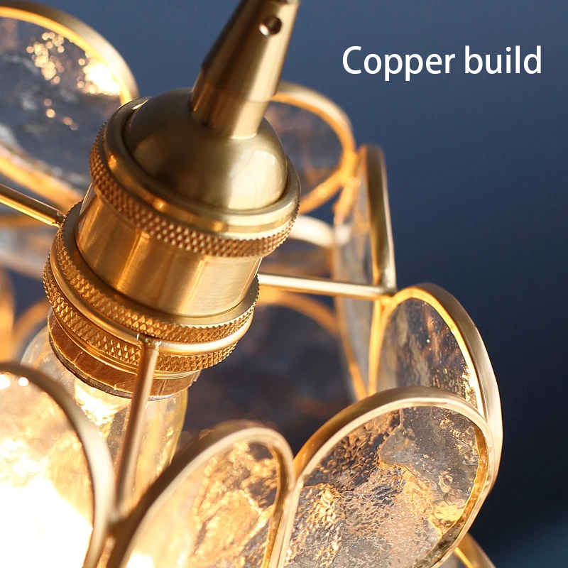 

Modern Glass Pendant Lights Flower shape Brass Copper Pendant Sconce Lamp Creative E27 hanging lights For kitchen bedside light