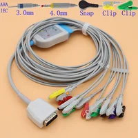 DB15 pins ECG EKG 10 leads cable and electrode leadwire for ShangHai Kohden ECG-6511 and ZhongLian JianYi XD-106 monitor,