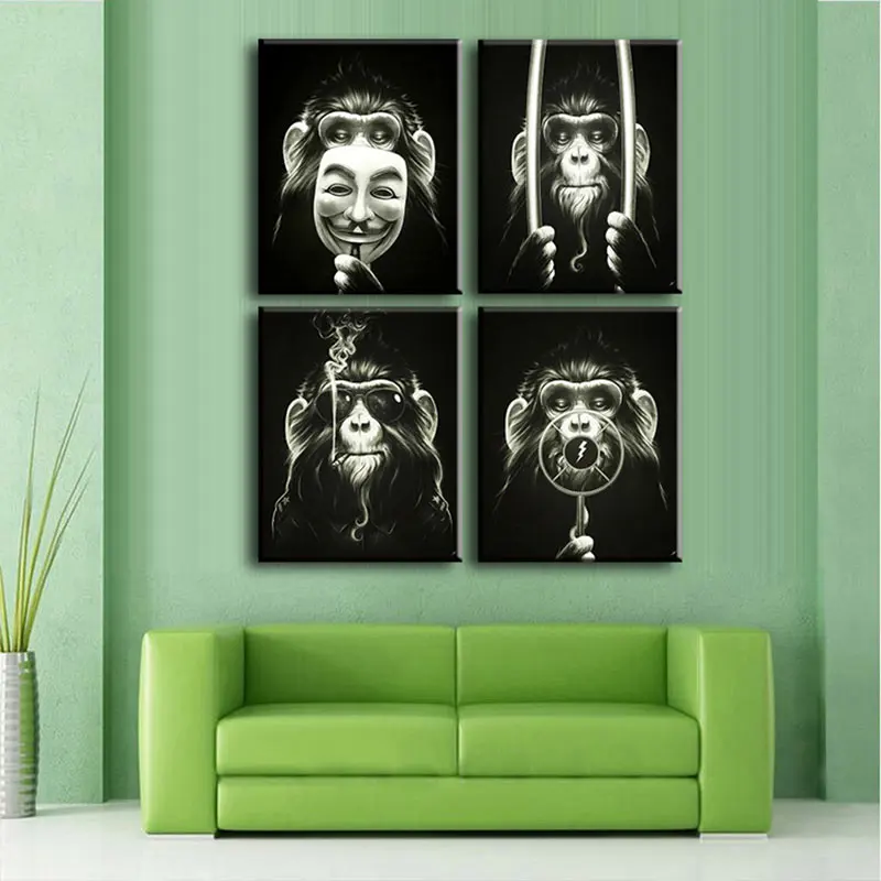 4 Панельный современный холст Нордическая картина модульного печатающего изображения единорога HD Печать набор для декорации дома спальни гостиная декорация.