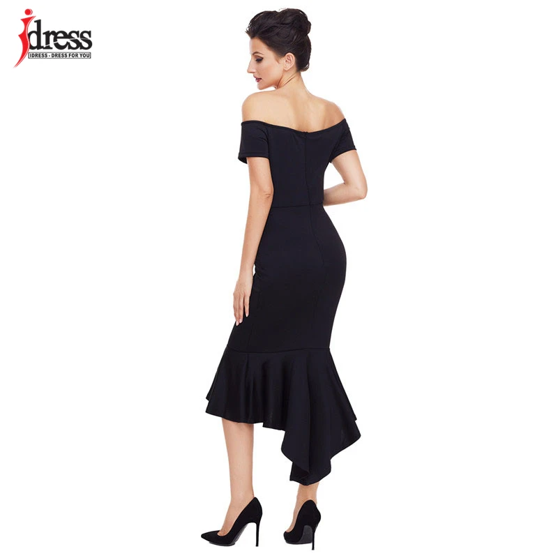 IDress Vestidos Элегантные Осенние вечерние платья-миди Vestido Largo белые вечерние платья с открытыми плечами и коротким рукавом до середины икры, платье русалки