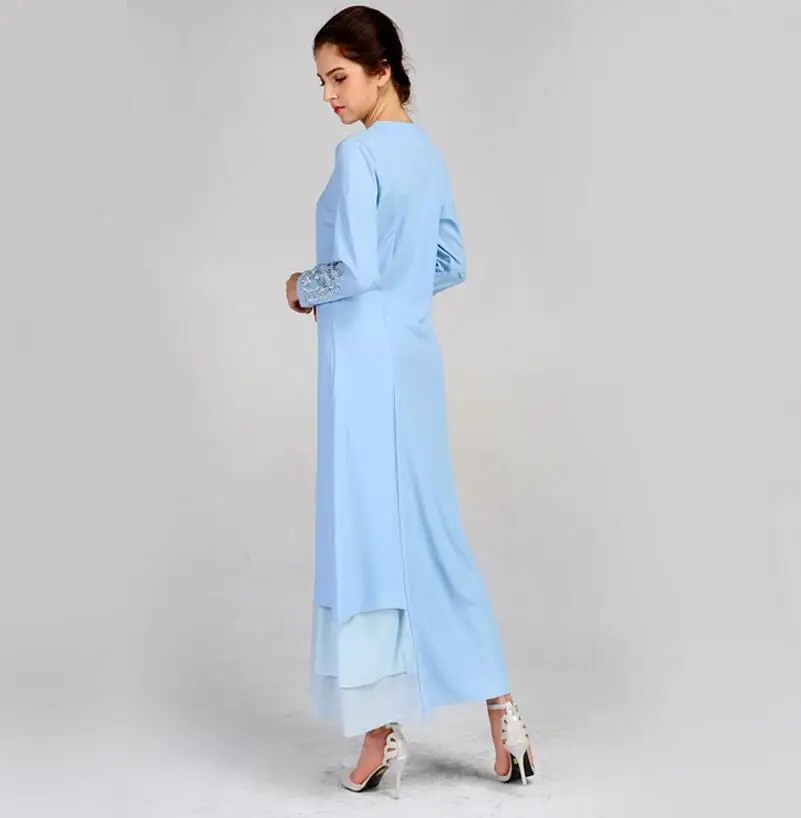 

2021 new Adult Muslim clothing women's fashion lace crochet stitching Musulmane Turkish Abaya Muslim dress a805