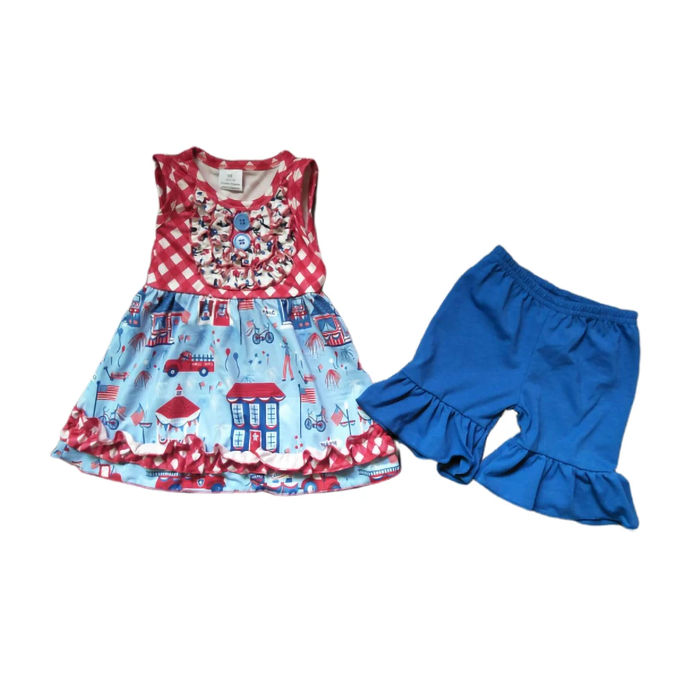 

Празднование 4 июля с принтом грузовика и флага с несколькими узорами набор для девочек модный набор из бутика
