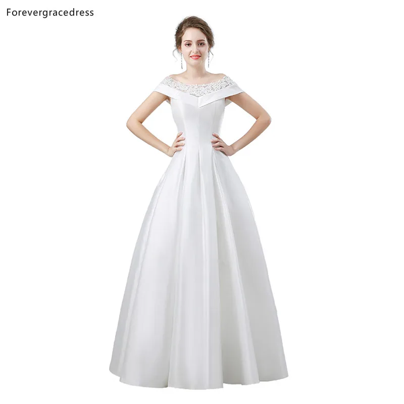 Женское свадебное платье с открытыми плечами Forevergracedress белое трапециевидной