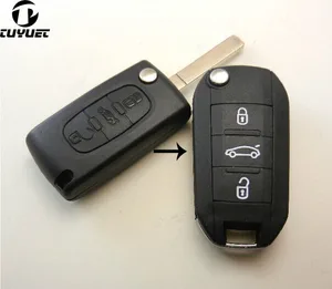 3 кнопки, складной раскладной Корпус ключа для peugeot 307 407 408, чехол без ФОБ (VA2 Blade без паза)