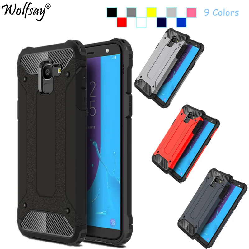 

Wolfsay For Cover Samsung Galaxy J6 2018 Case J600F J600G Shockproof Silicone PC Armor Phone Case For Samsung Galaxy J6 2018