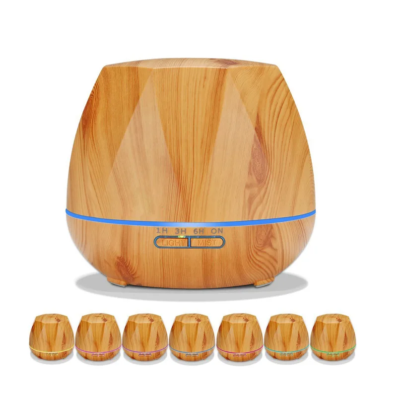 550ml Ultrasonic Air Humidifier Wood Grain Remote Control Aroma Essential Oil Diffuser with 7 Color LED Light for Home Office | Бытовая