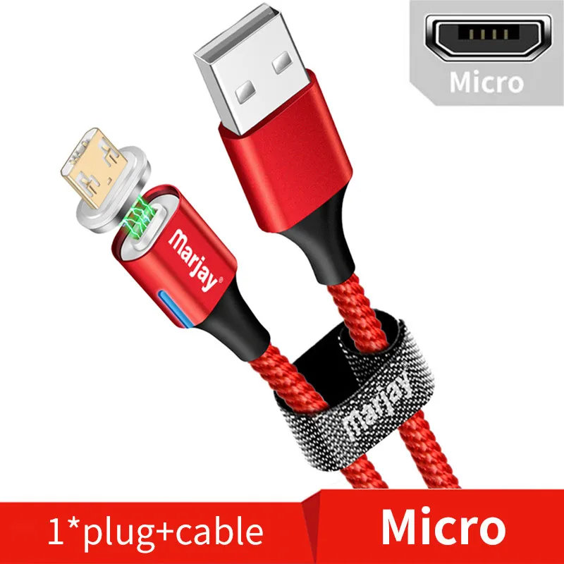 Red Micro Cable MArjay 2 м Магнитный кабель Micro Usb type C супер быстрая зарядка телефона Usb C QC3.0 зарядное устройство для IPhone Xiaomi huawei Android телефон - Цвет: Red Micro Cable