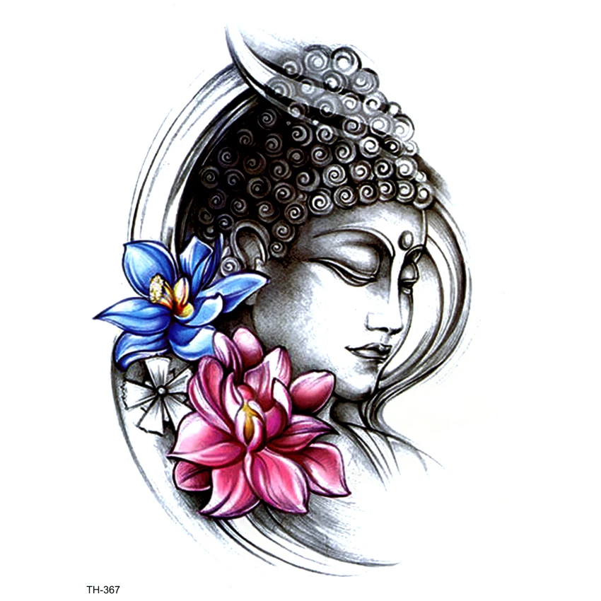 

Lotus Buddha Waterproof Temporary Tattoo Sticker On Body Art Tattoo Flower Fake Tattoo Henna Temporary Tatoo Sleeve