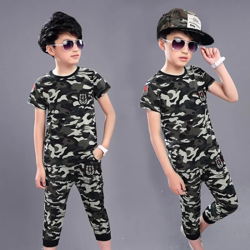 2018 Hot Sale Summer Baby Boy Camouflage 2pcs Sets T-shirt+ Pant Short Sleeved O-neck Suit Sportswear Kids Clothes |