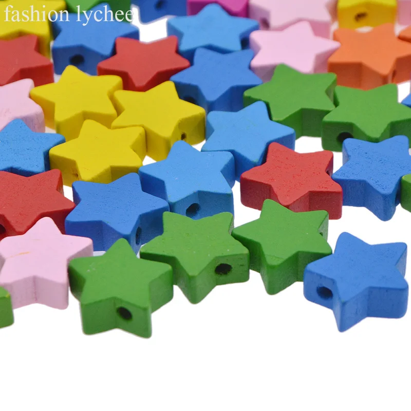 Модные личи 100 шт звезды деревянные бусины кулон для изготовления ювелирных