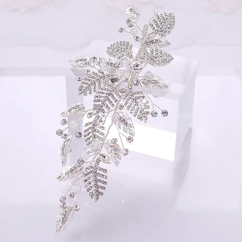 

Silver Color Crystal Leaf Rhinestones Hair Pins Bride Bridesmaid Hairgrips Tiara Headpiece Wedding Hair Jewelry Accessories VL
