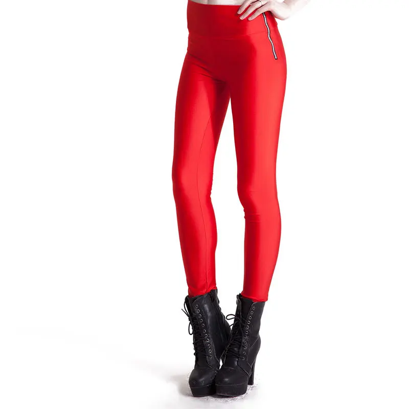 Женские Новые леггинсы ярких цветов с боковой молнией эластичные штаны