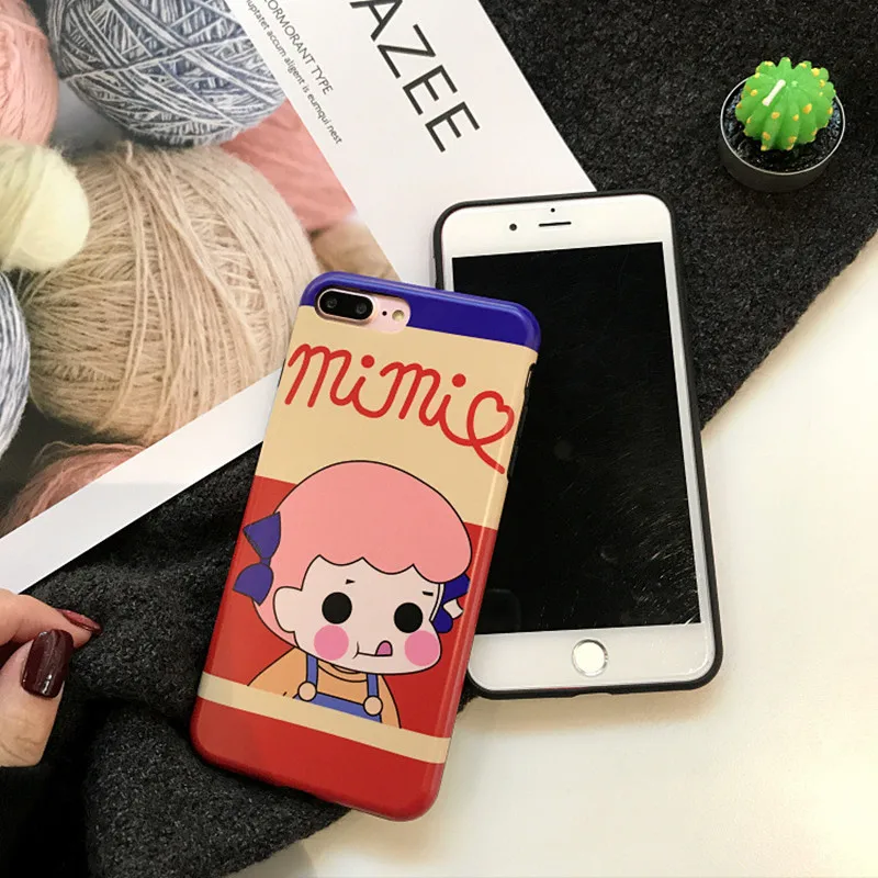 Phone Case Japan Korea Little Boy Girl Letter Cartoon Cases for iphone X 6 6S plus 7 7plus 8 8plus Silicone soft cover case | Мобильные