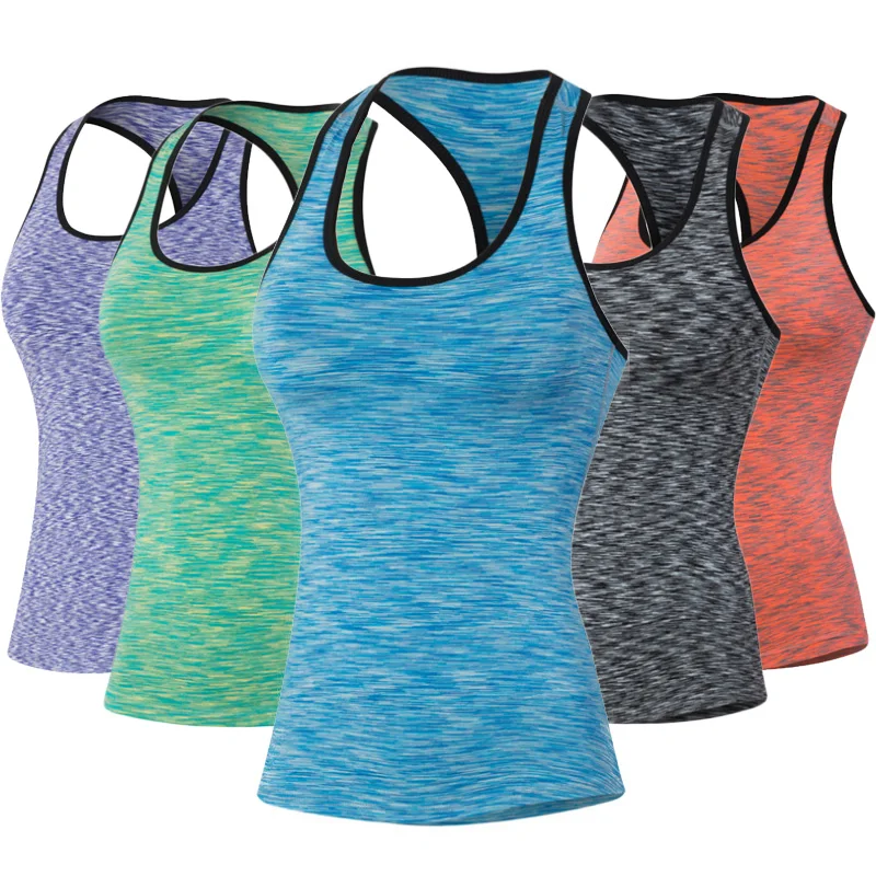 Красочные серии бег Быстросохнущий жилет Йога Рубашка высокая эластичность